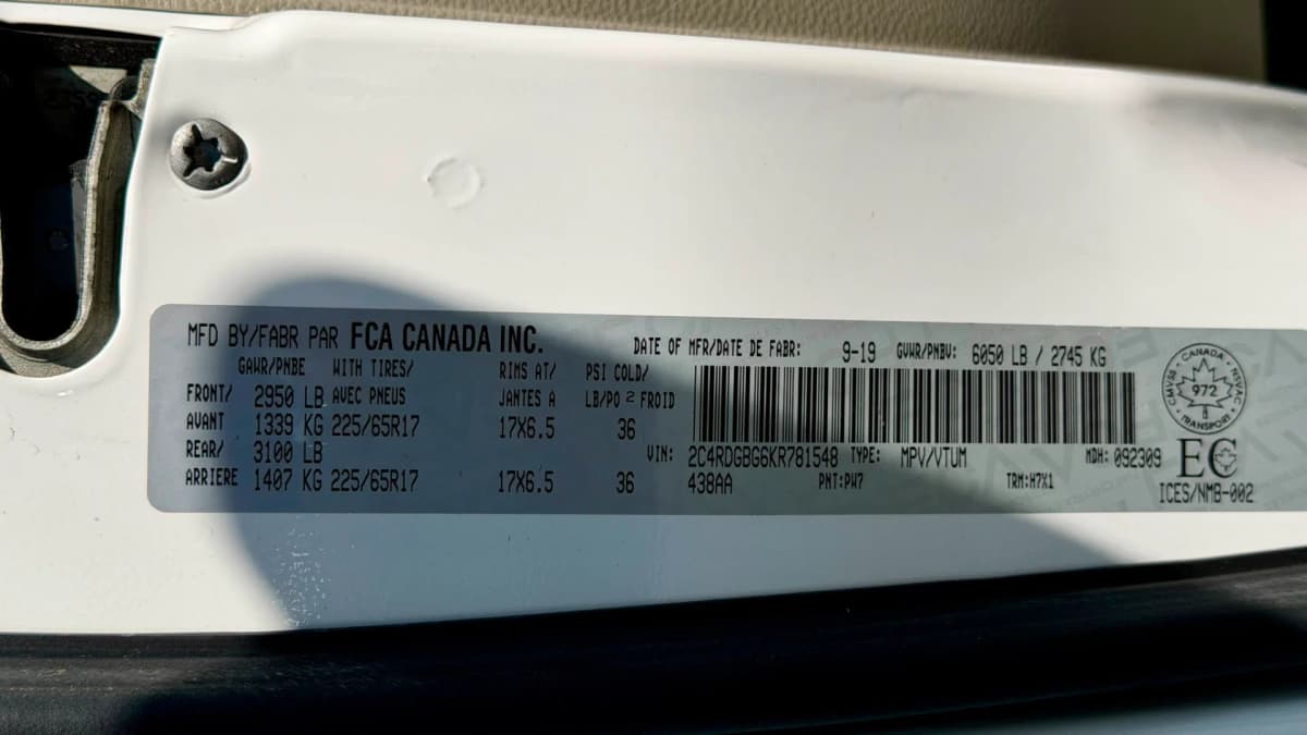 2019 Dodge Grand Caravan SXT 2WD Cargo Van photo 22
