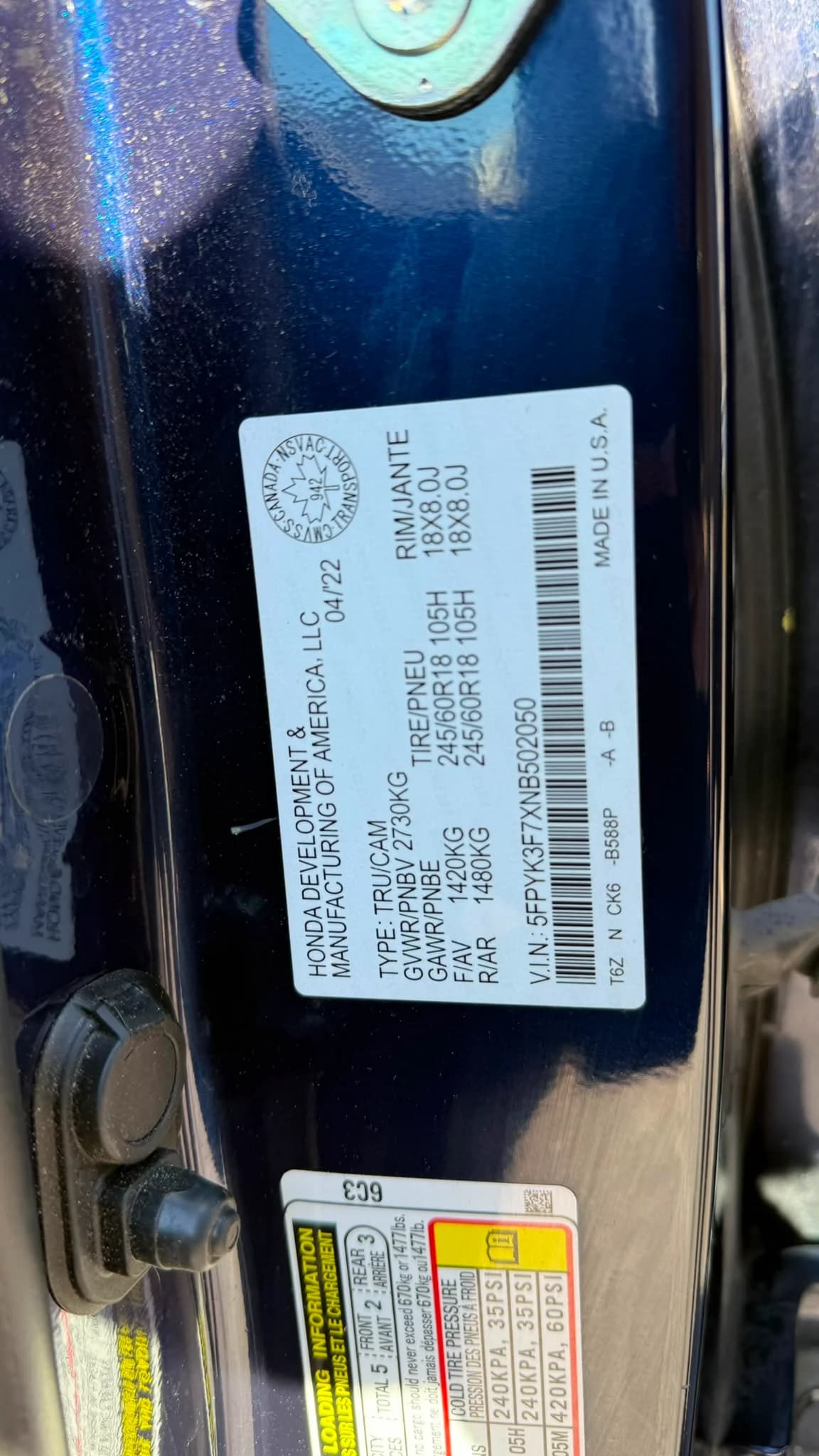 2022 Honda Ridgeline TOURING CREW CAB SHORT BED photo 24